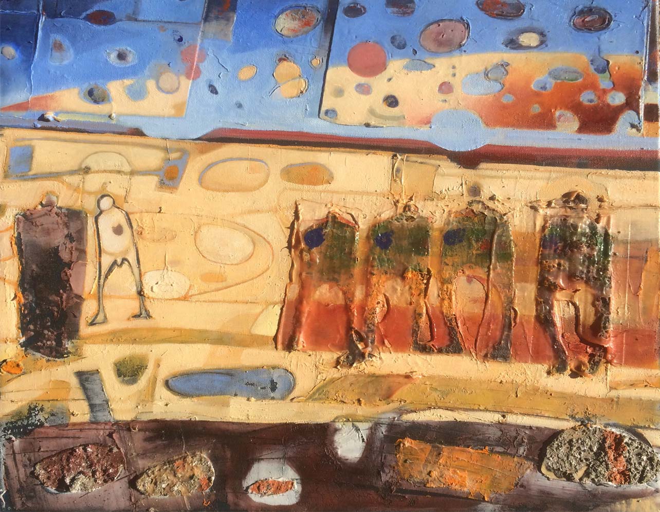 'THE HOLLOW MEN IN A DESERT'. Oil On Canvas. 24x18"