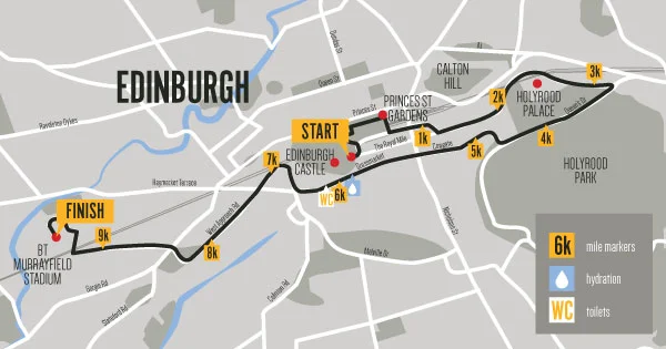 Men’s 10k Edinburgh route