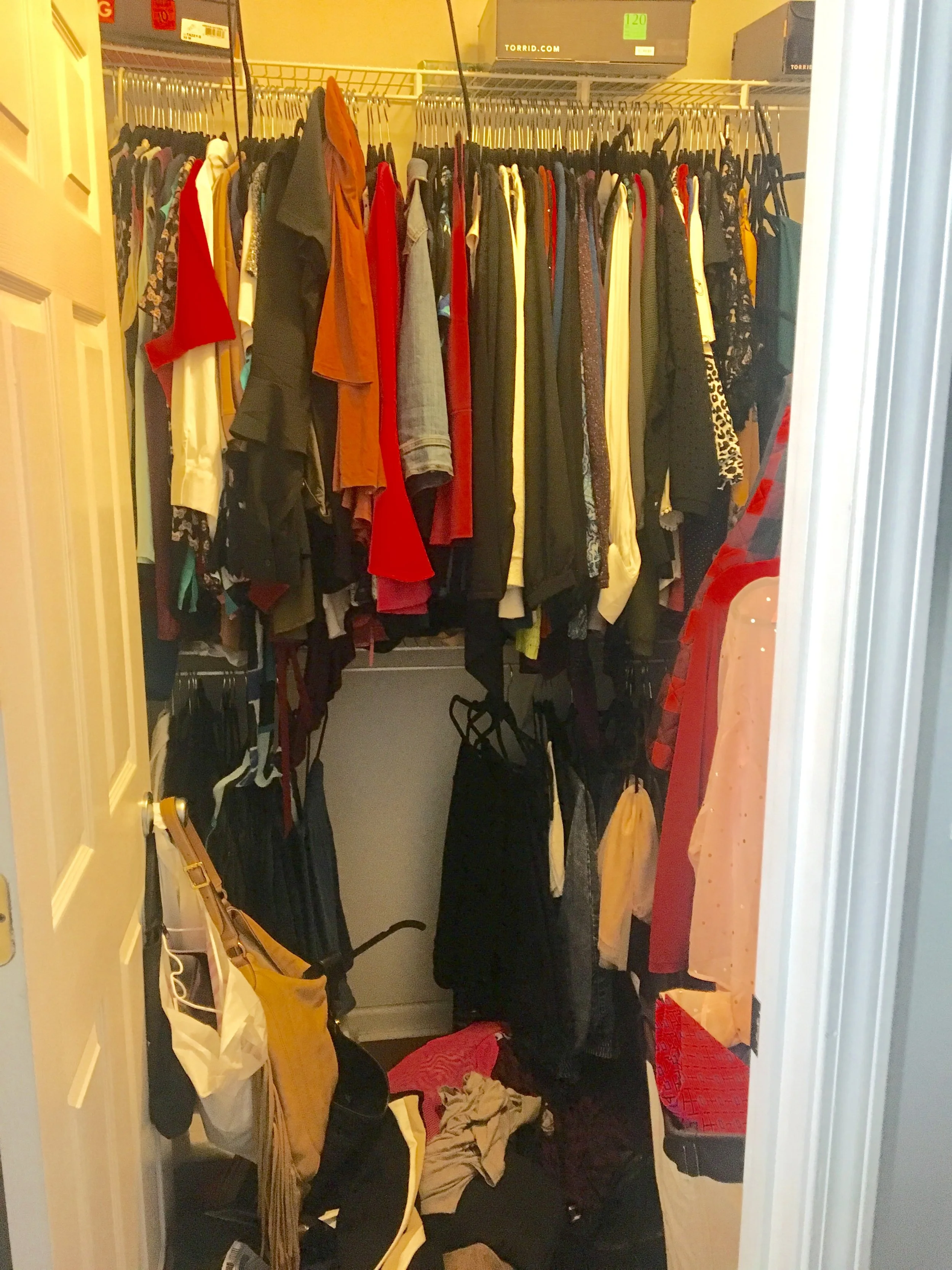 As you can see here, this is the master bedroom closet. My client clothes was growing and she needed more room and ORGANIZATION! 