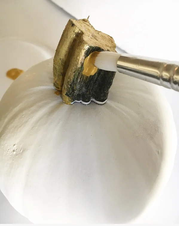I TOOK A SMALL BRUSH AND PAINTED THE STEM OF THE PUMPKIN