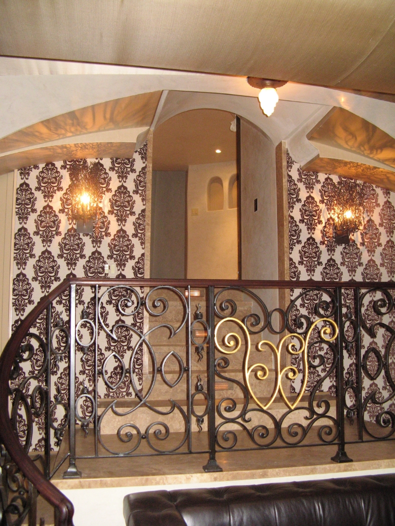 silk and venetian plaster acoustic groined ceiling