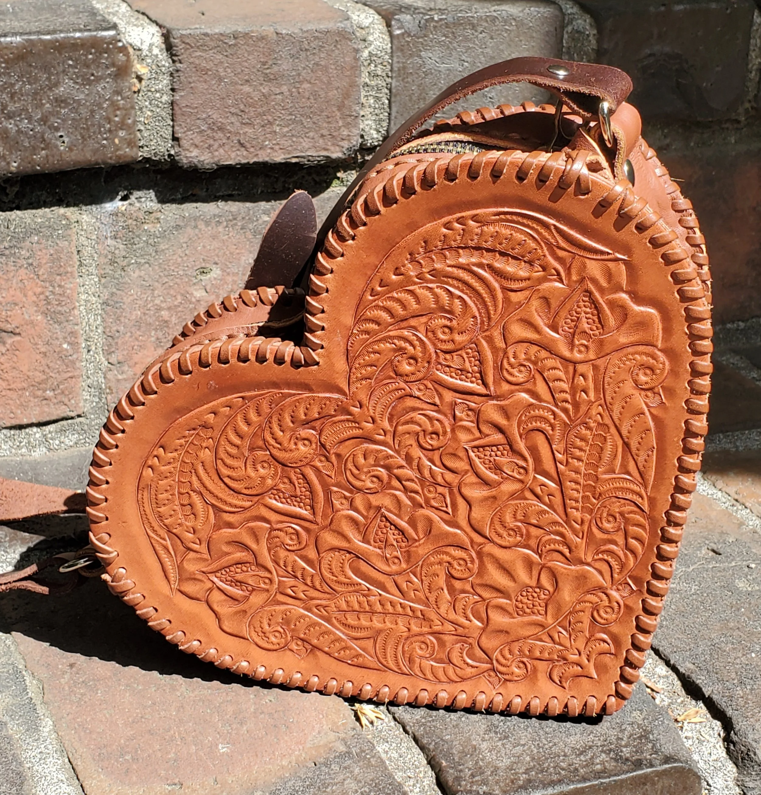 Tooled Leather Heart Purse