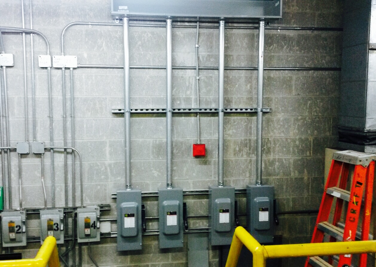 A lot of work goes into upgrading an elevator at a high rise building. Power upgrades including sump pumps, transfer switch modifications, fire alarm upgrades, shunt trips, new cab lighting, new pit lighting, panels, disconnects, lighting.....