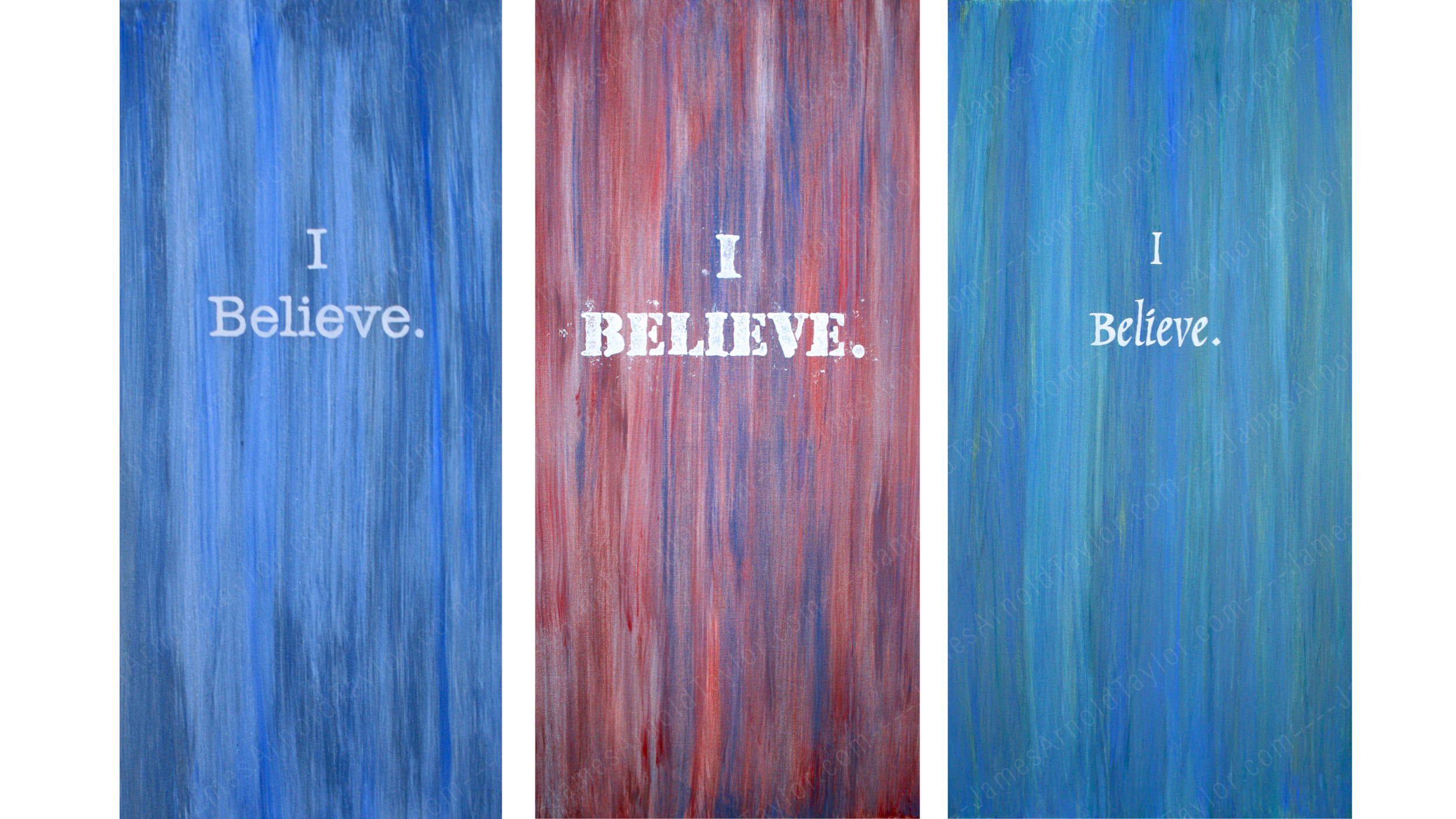 "I Believe." (clay & acrylic on 3 canvas 4' x 2') By James Arnold Taylor 2012