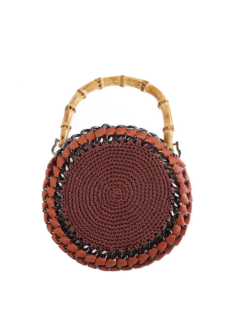 TAMBORINE with Bamboo Handle (Two-sided or Solid) — Faux Leather