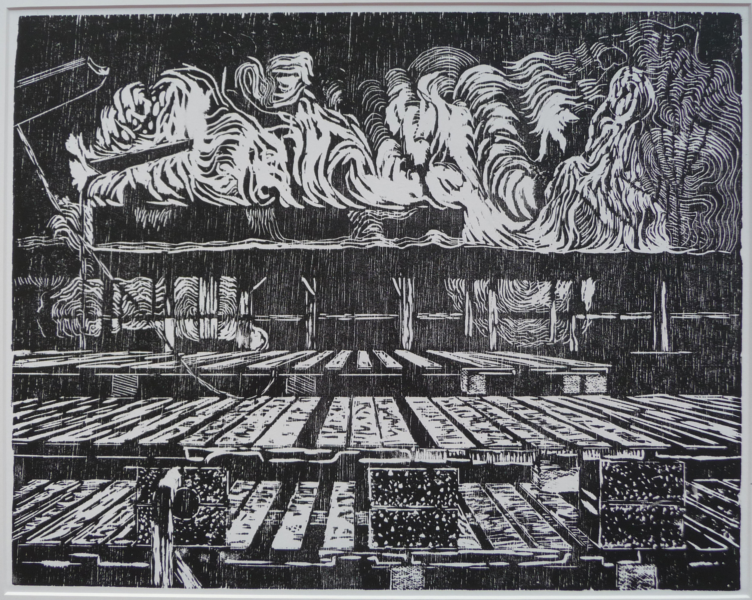Feuer I, 2012, woodcutprint, 39 x 49 cm