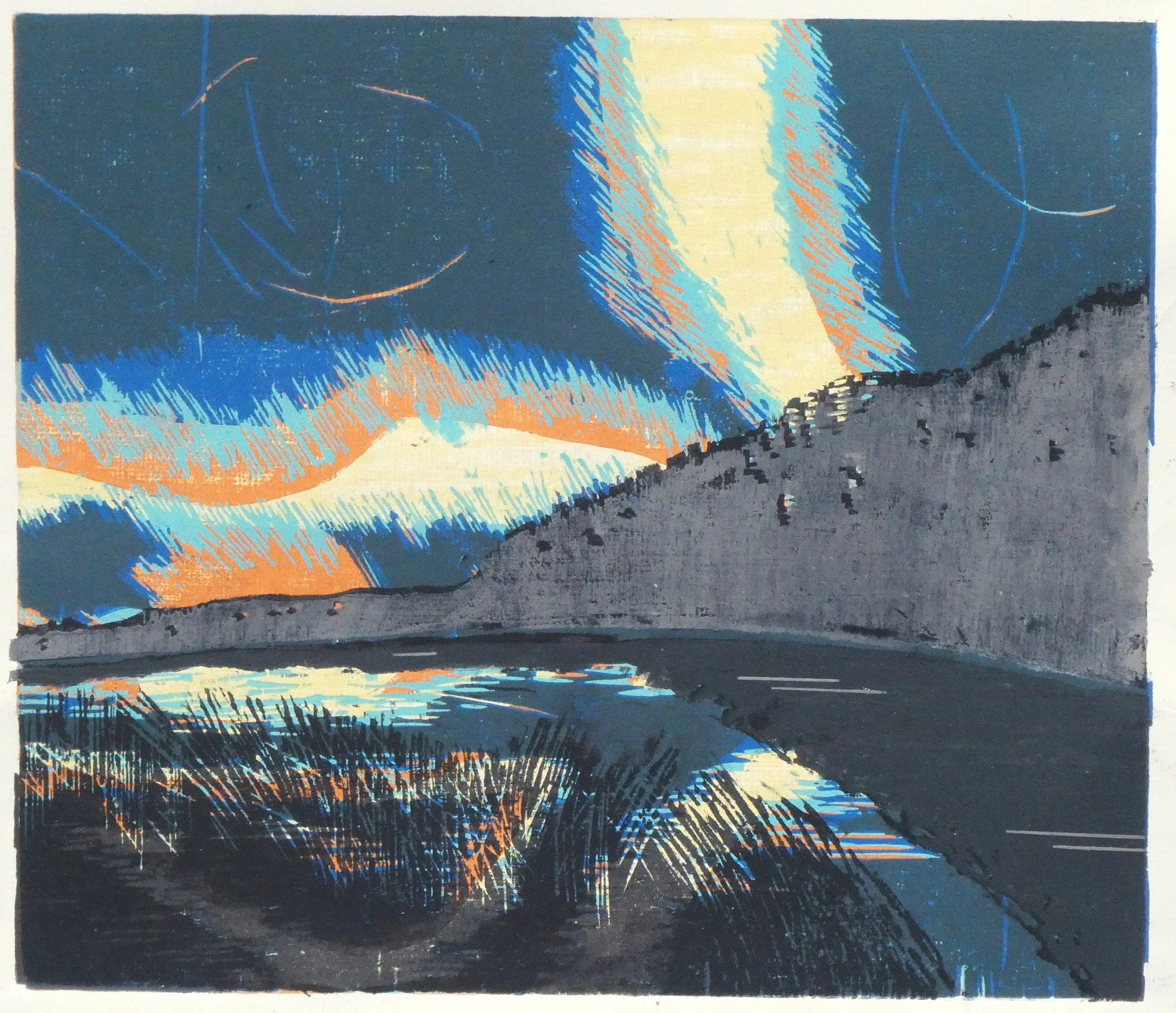Nordlichter IV, 2025, woodcut, 32 x 47 cm