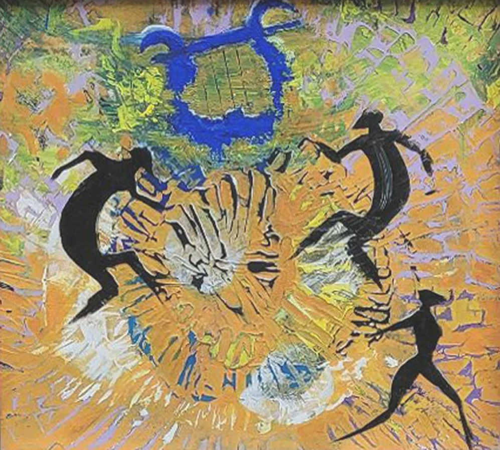 Apollo, 2025, Acryl on wood,  47 x 40 cm