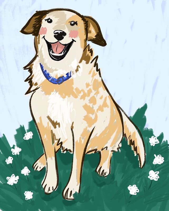 Another dog drawing 💕 Roxy was @___dizzylizzy&rsquo;s dog and I have such good memories of growing up with this dog. Every time I went over, this was her smile. I like to think that her and Taco would have been best friends! 🐶❤️🐶
