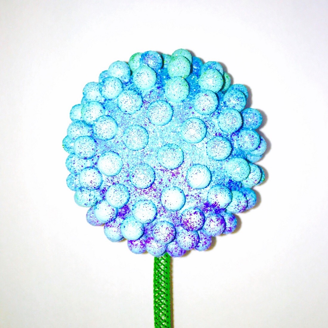 light blue and purple garden flower 4" nubs with 24" stem
