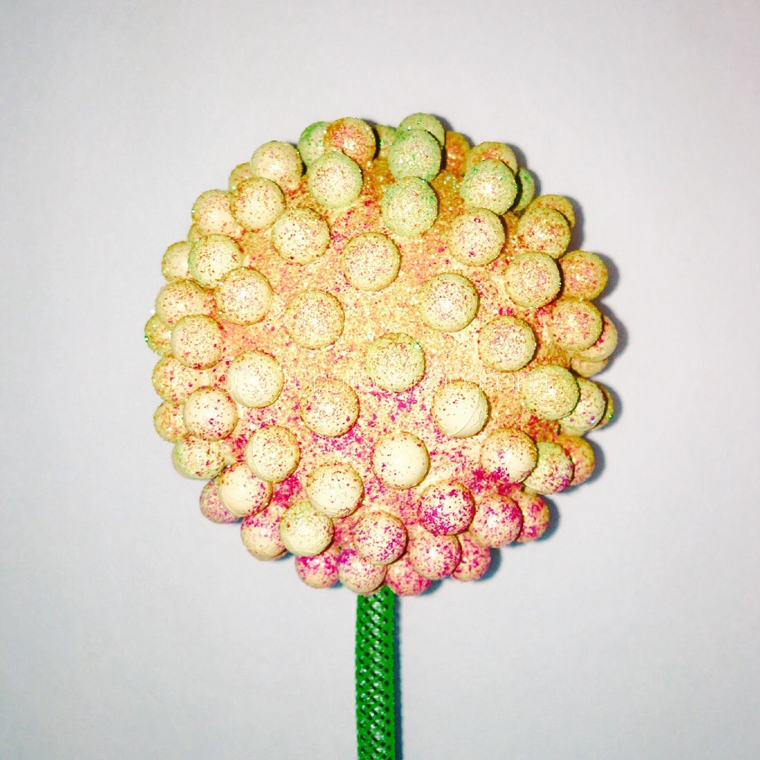 yellow and pink garden flower 4" nubs style with a sweater stem