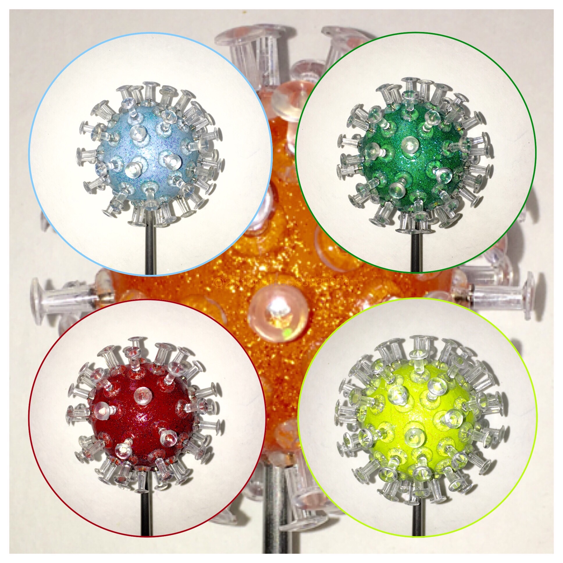 pick a color for any decor - 3" pins tabletop flowers