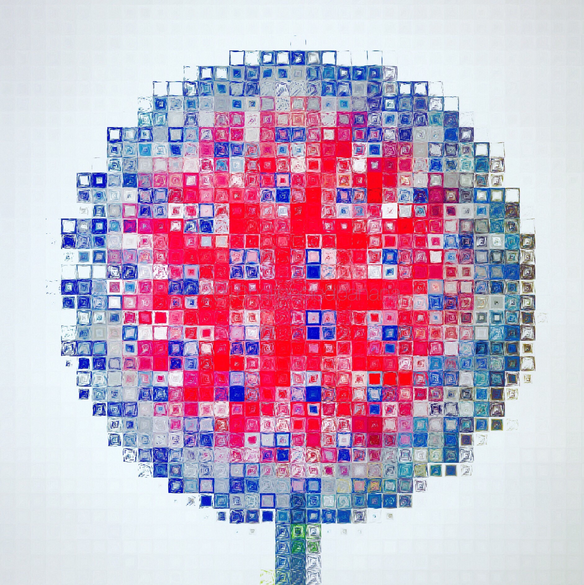 it just looks cool! squared print of a pink & blue pins style garden art flower