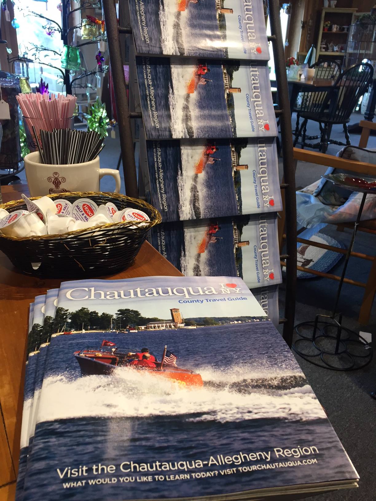 Pick up a printed copy of the 2017 Chautauqua County Travel Guide and a hot cup of fresh brewed coffee at Webb's Cottage Collection, located directly next door! 
