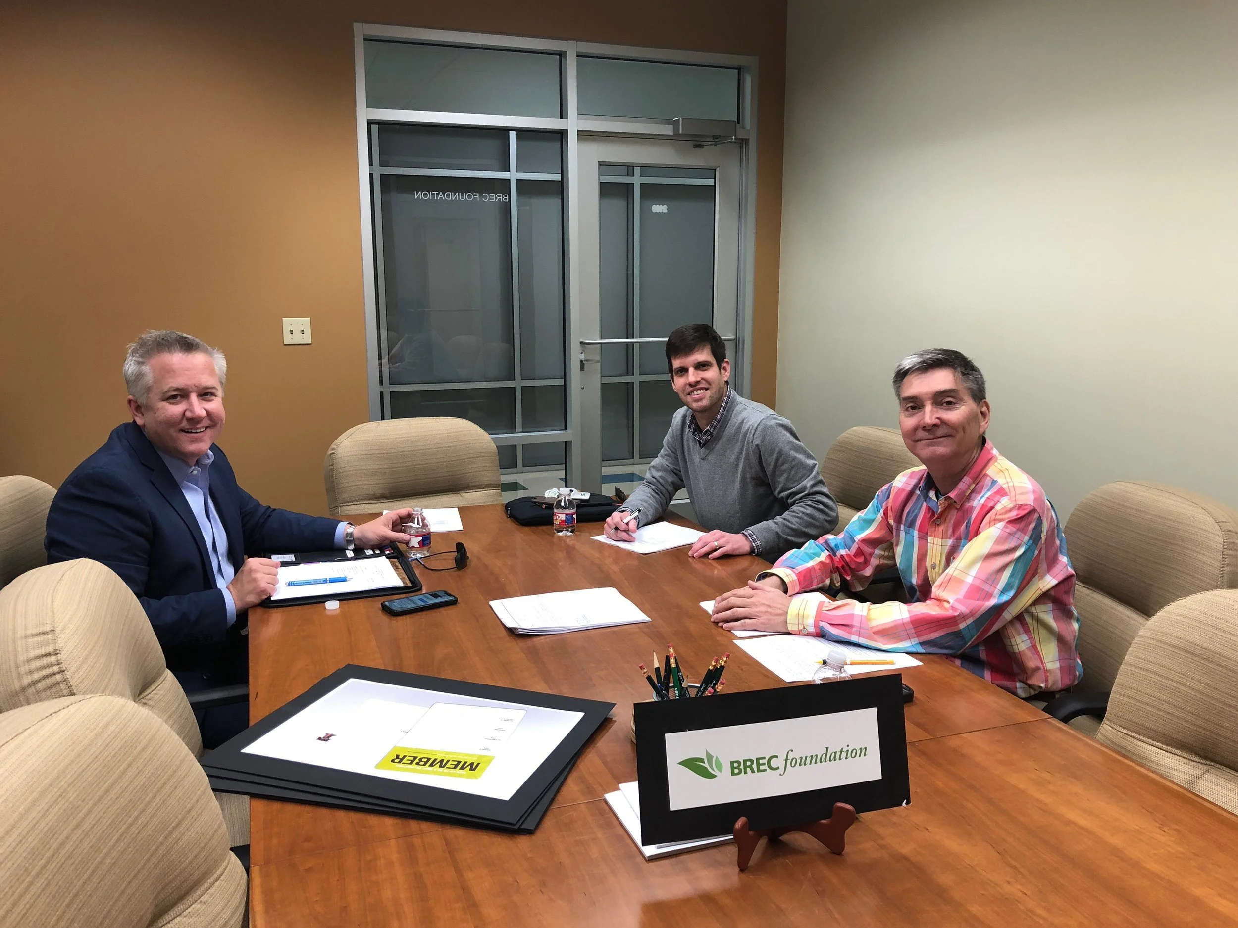 "Members of the BREC Foundation Public Relations Committee met on January 31, 2018 to discuss plans to raise the organization’s profile. Pictured from the left clockwise are Steven Toups, Brian Rodriguez and Carl Stages."