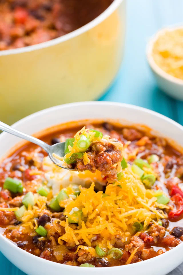 Spicy Turkey Chili - make a double batch and freeze one!