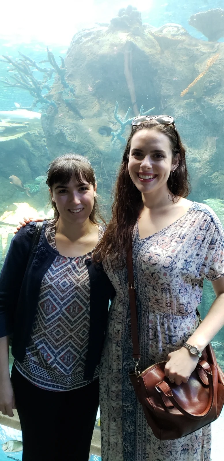 Marie and Rachael at the Long Beach aquarium, apparently between talks.