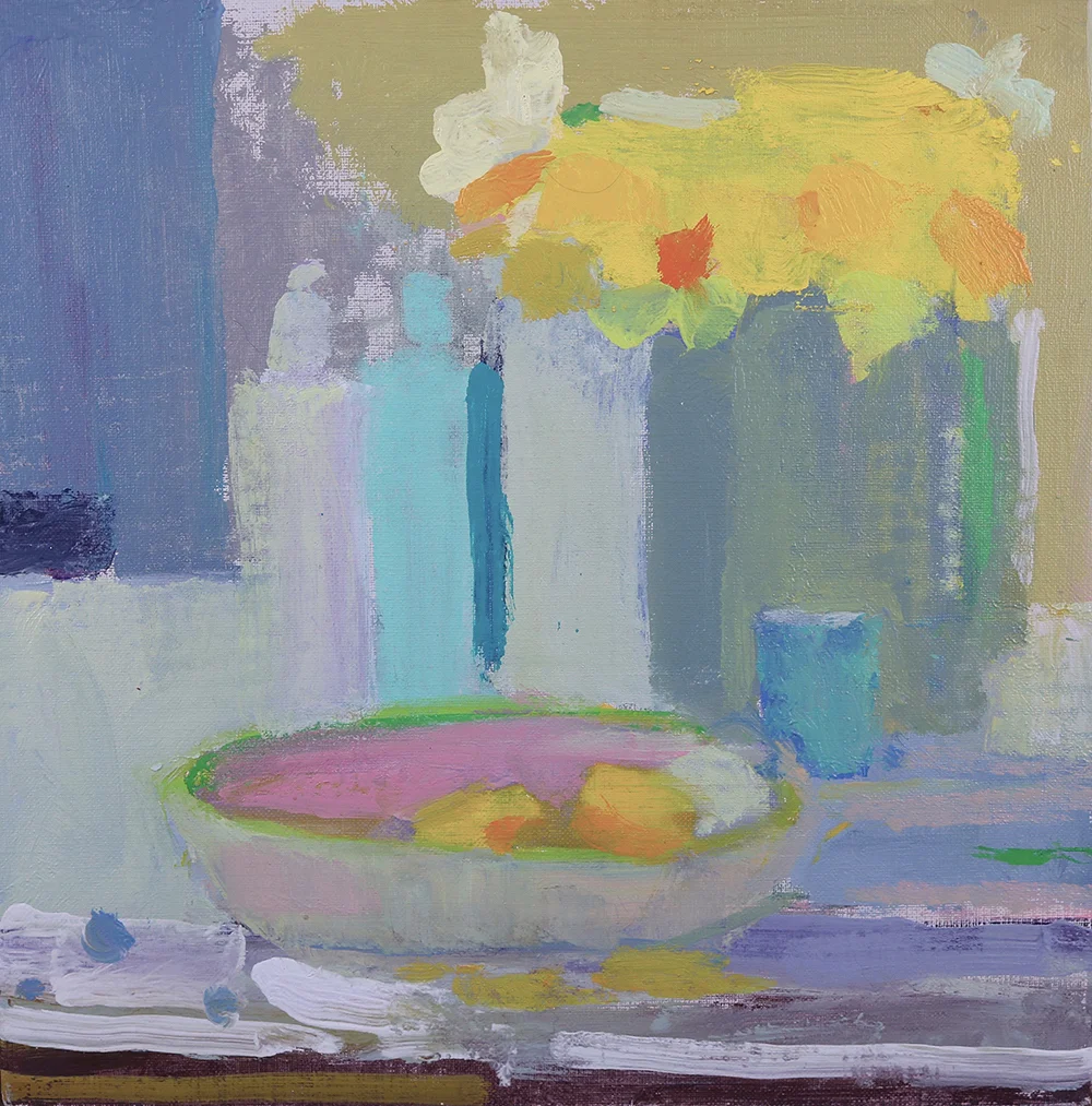    Daffodil with Lemons    12x12 (Framed)   Oil on Linen  