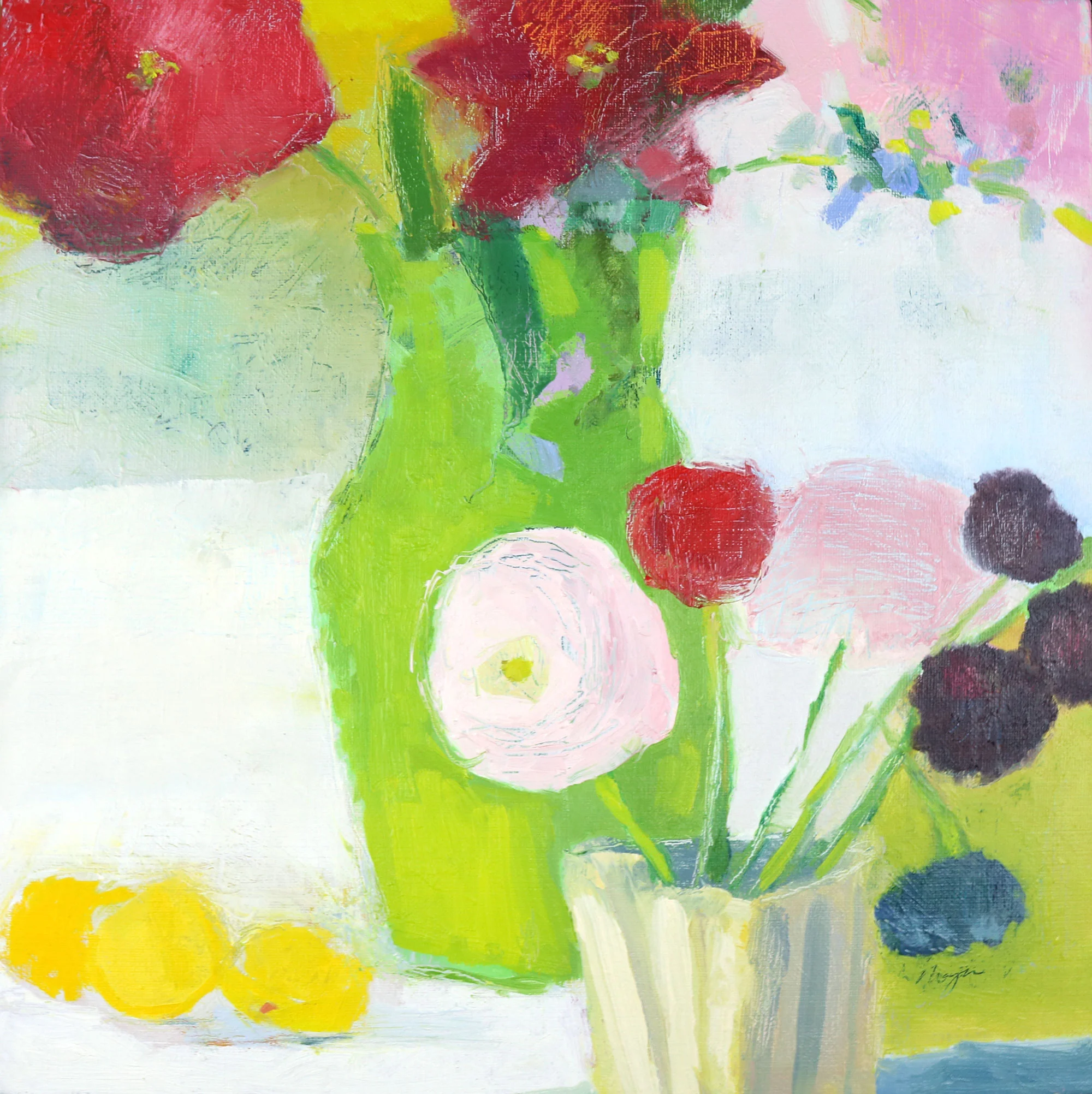   Pink  12x12 Oil on Linen 