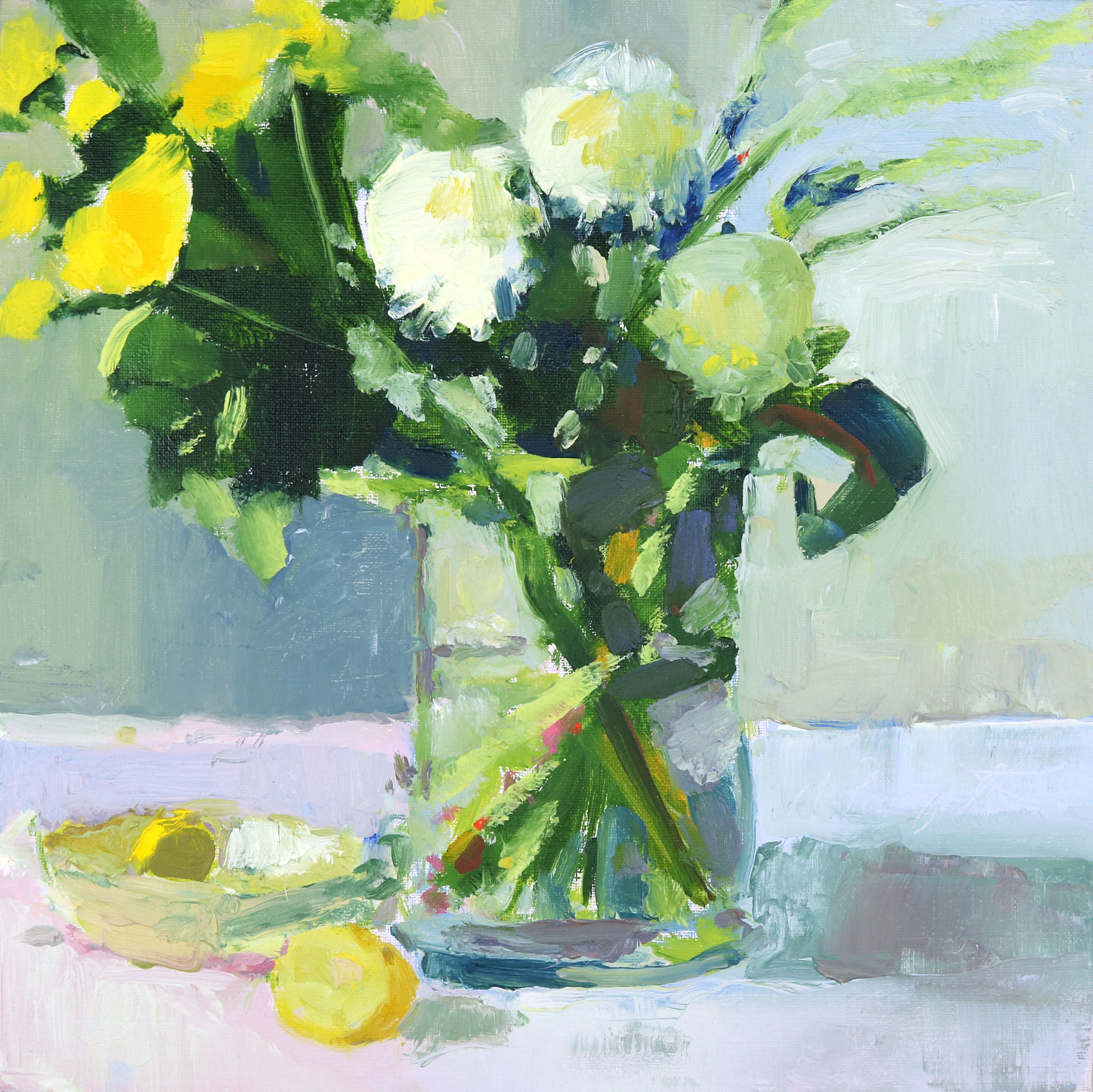   Roses and Lemons (Sold)  12x12 Oil on Linen 