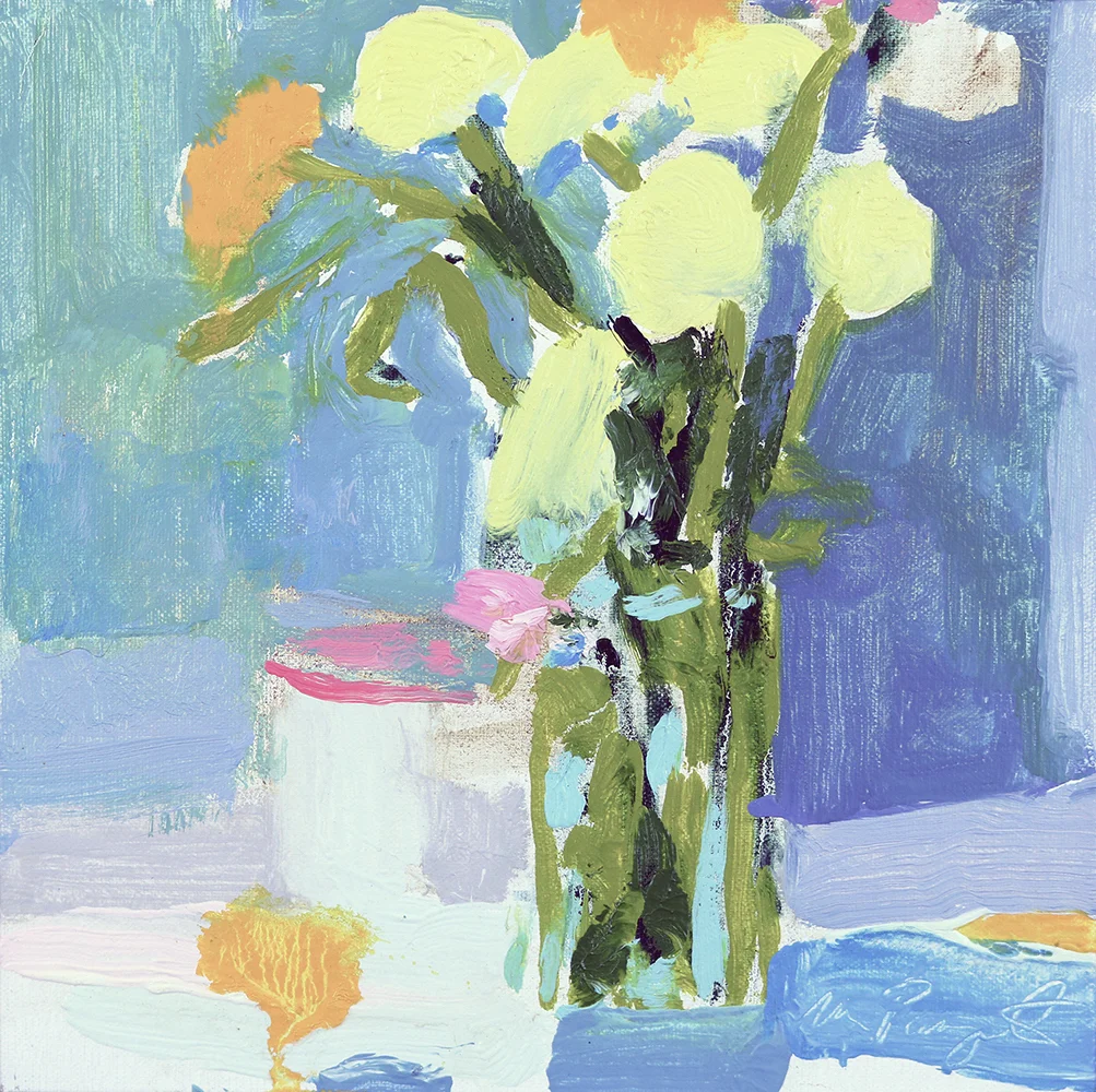   Ranunculus in Jar #1 (Sold)  8x8 (Framed) Oil on Linen Panel 