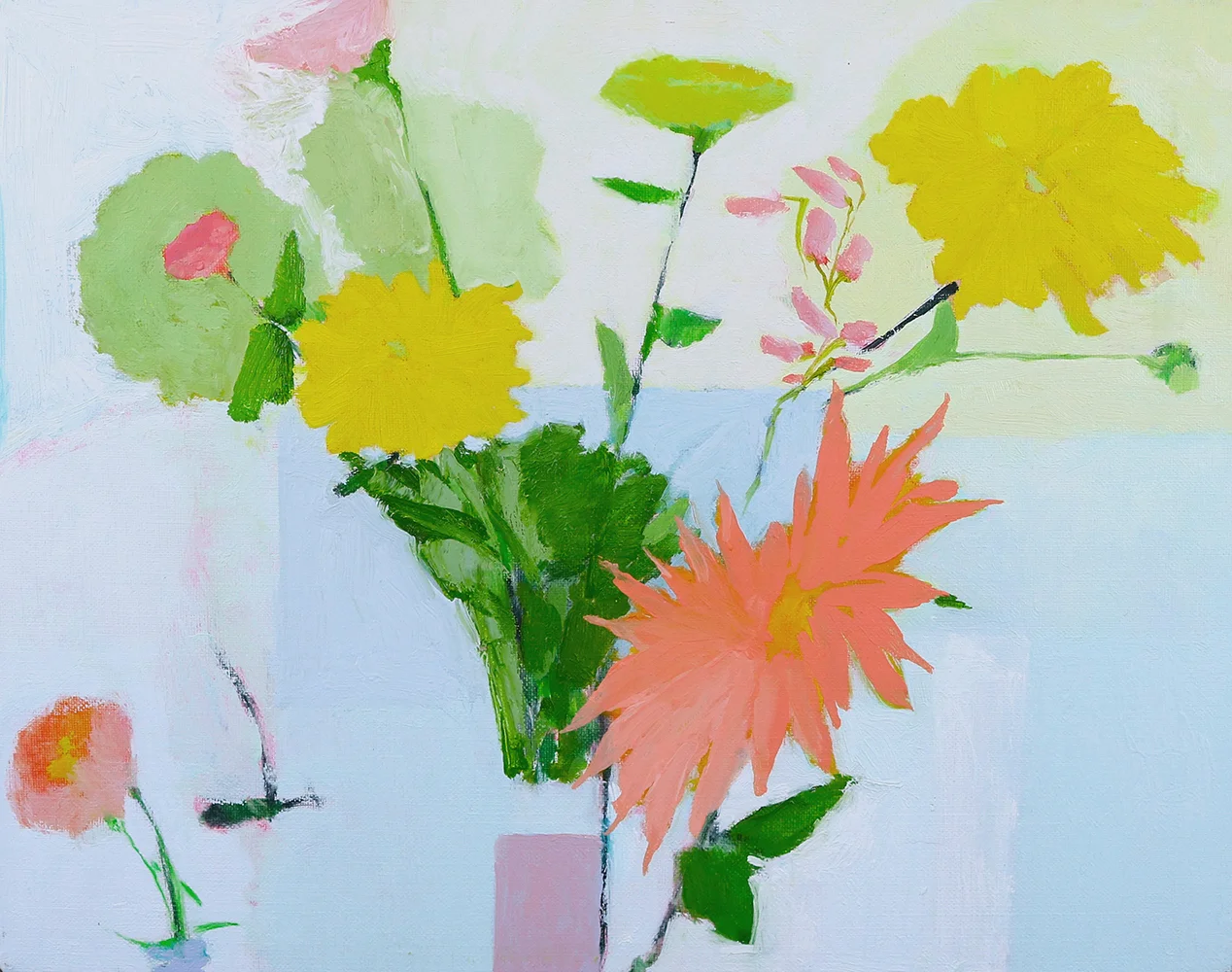   Fall Dahlias at Ahni's Studio #2  11x14 (Framed) Oil on Linen 