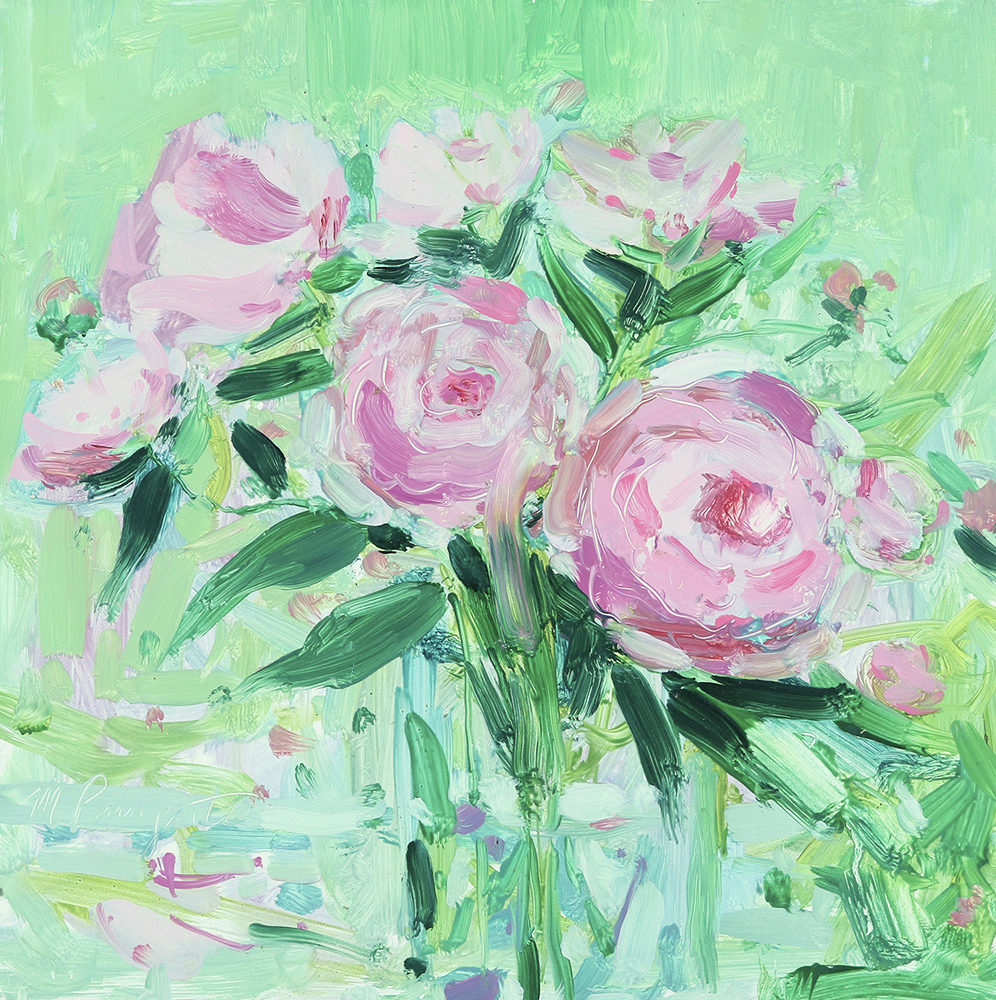   June Peonies  10x10 Oil on Panel 