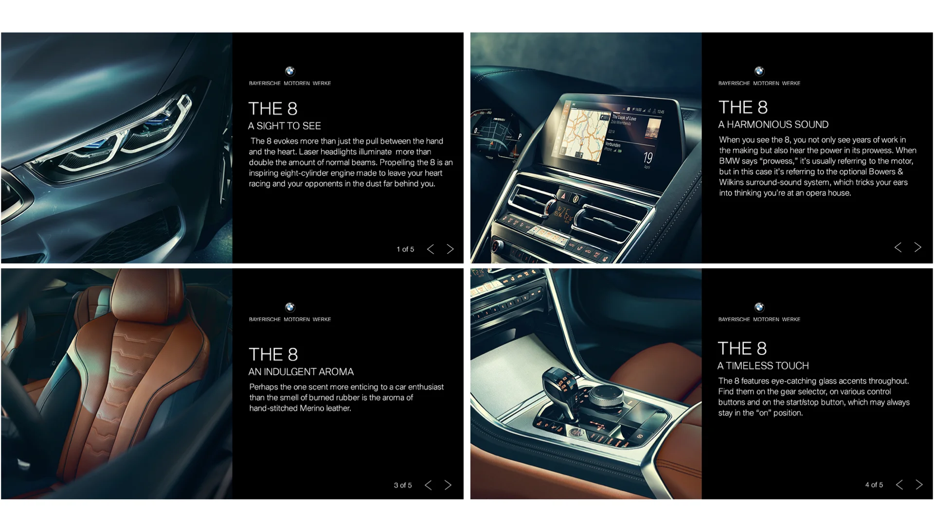 Above: An ad that rotated through different senses paralleled with notable features of the car.
