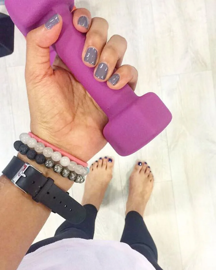 Obsessed with both colors! // watch from withings , bracelets from thirdeyegemstones . Leggins are an old New Balance pair. Reebok yoga shirt. 