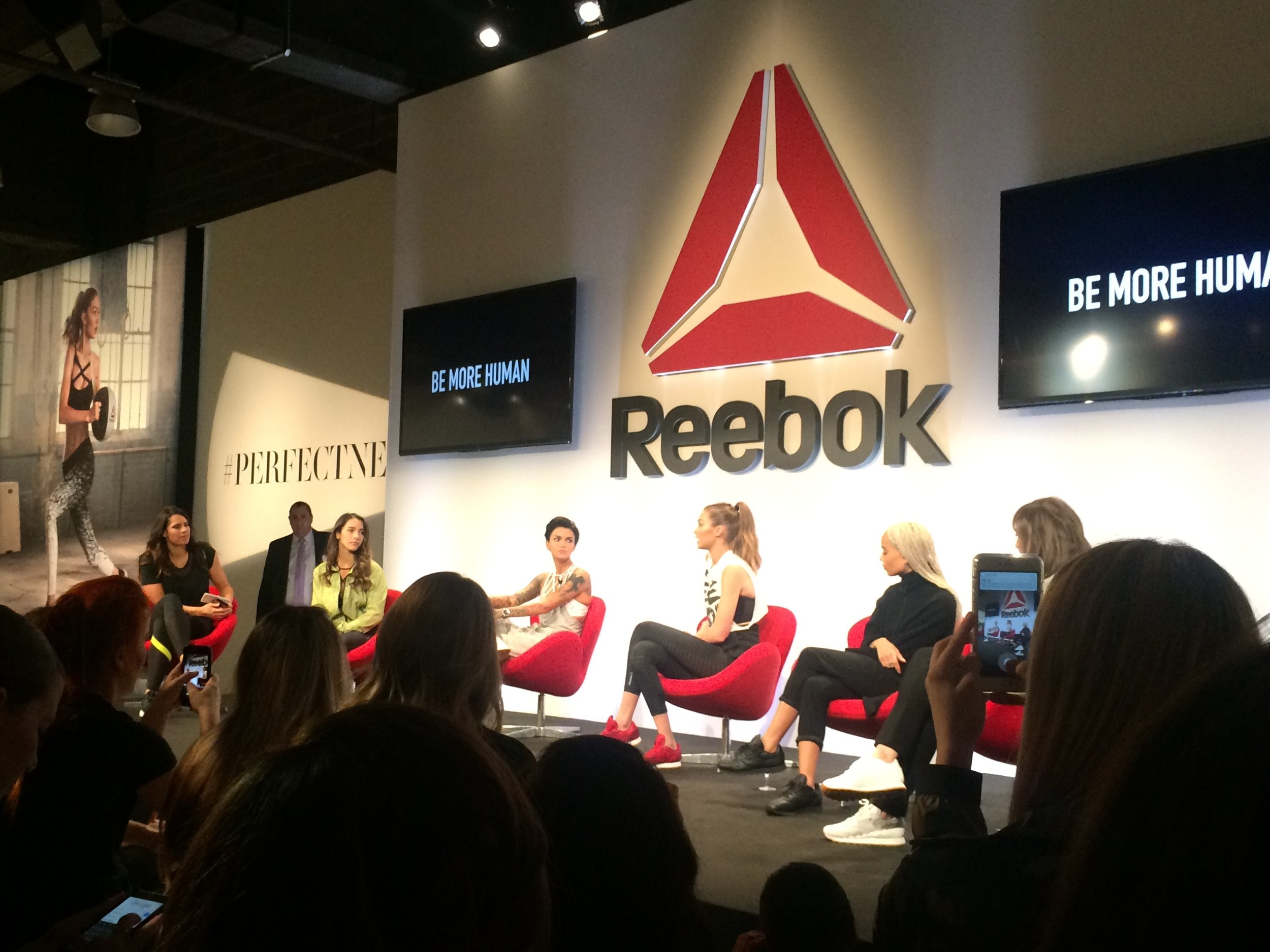 From left to right: Jessica Mendoza, Aly Raisman, Ruby Rose, Gigi Hadid, Zoe Kravitz & Lena Dunham. 