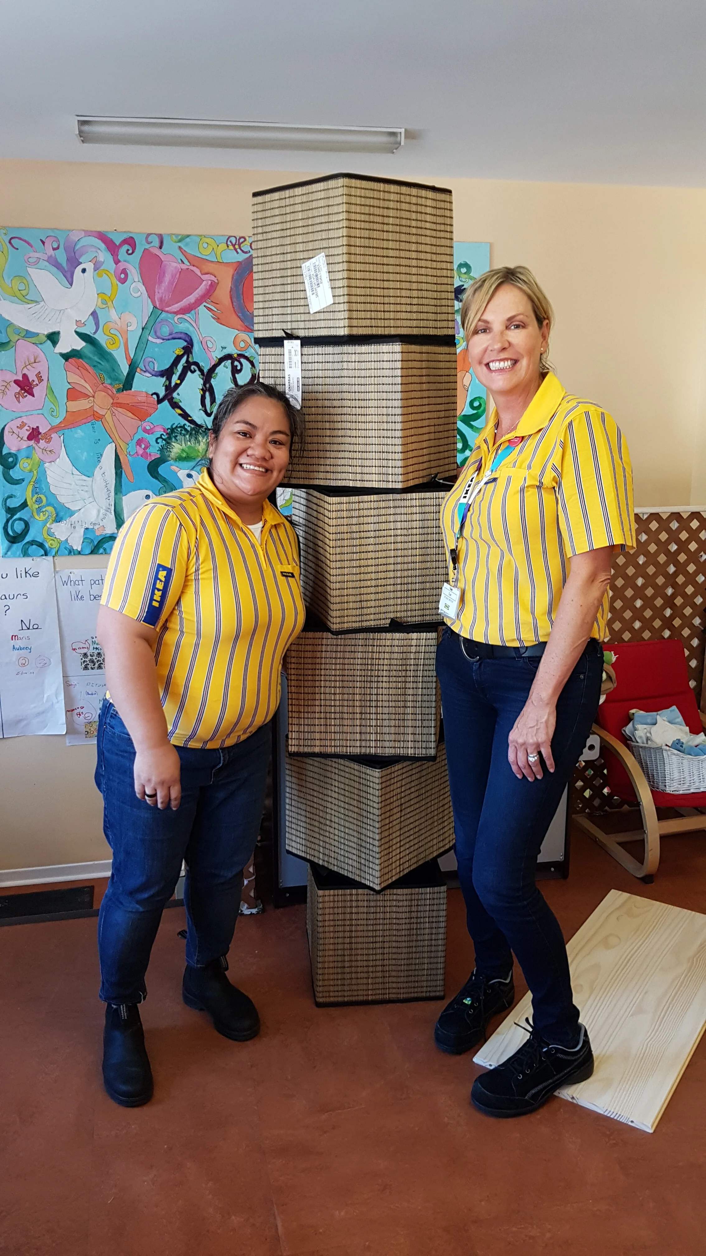 A stack of gifts! Thank you to IKEA for not only giving our drop-in room a make over, but also for helping us put everything together!