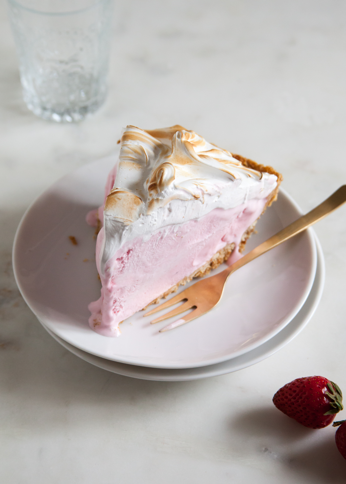 Baked Alaska Ice Cream Pie with a pretzel crusted and toasted meringue topping.