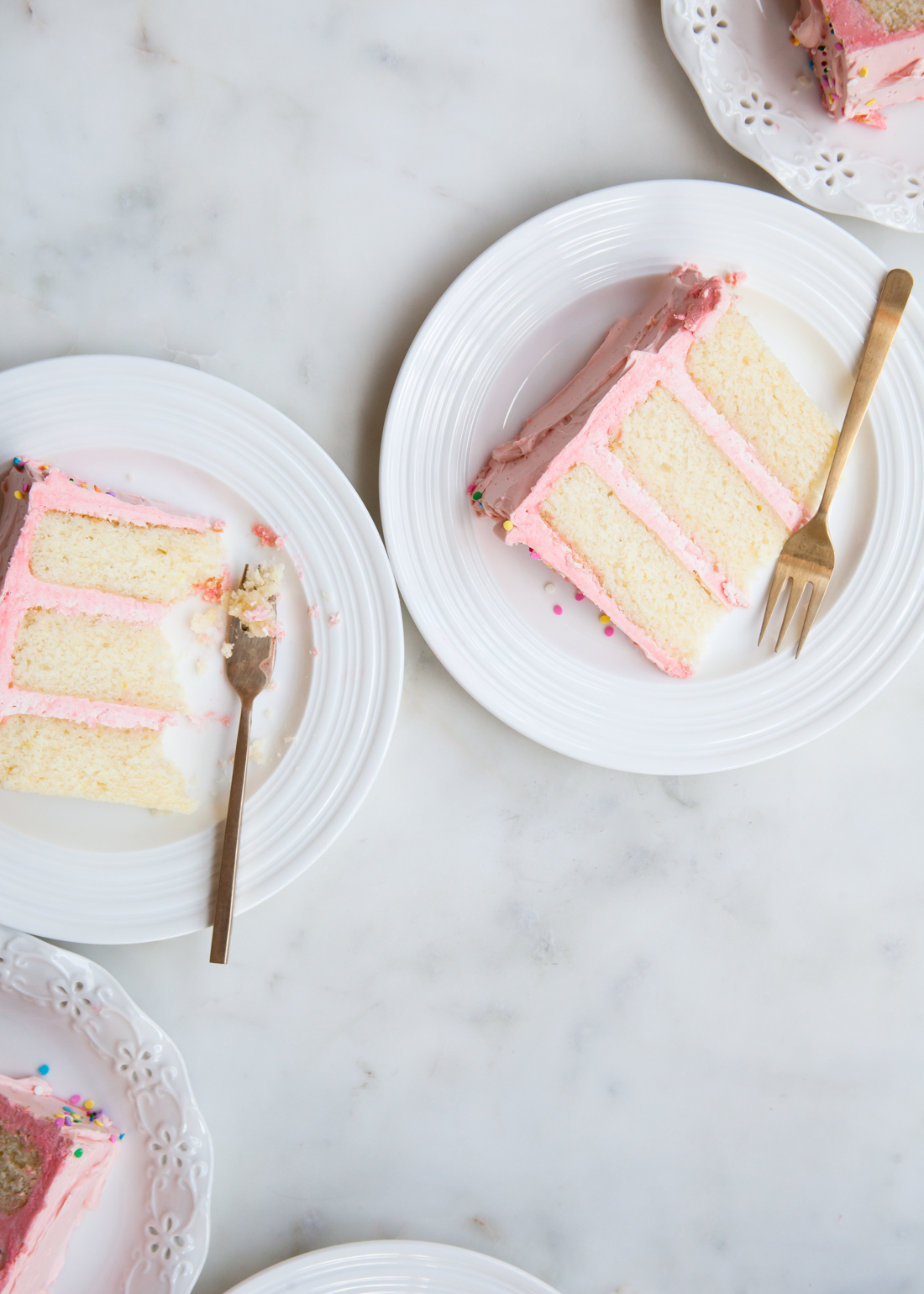 Vanilla Cake with Pink Buttercream Frosting