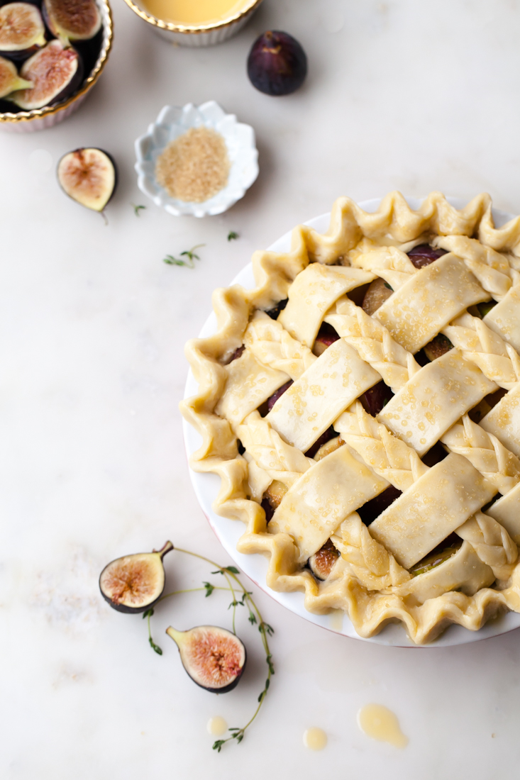 Fig Plum Pie with thyme and an all-butter crust.