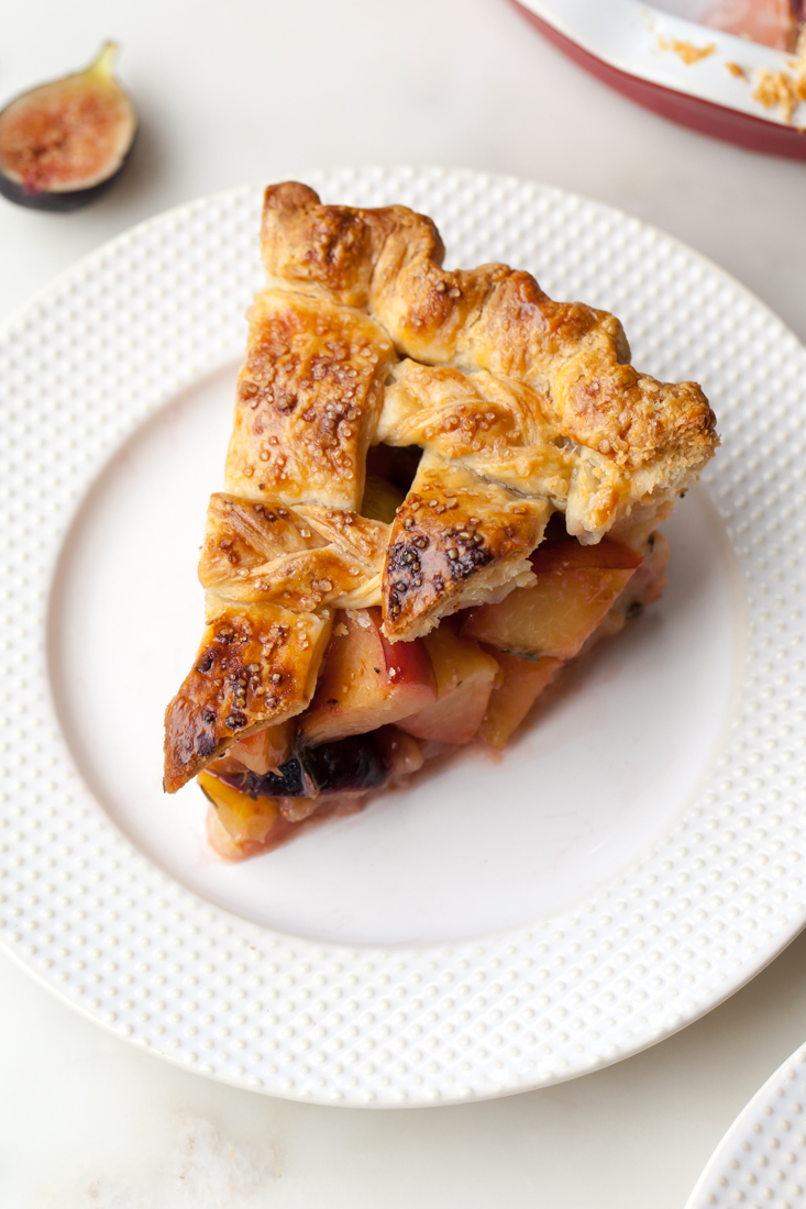 Fig Plum Pie with thyme and an all-butter crust.
