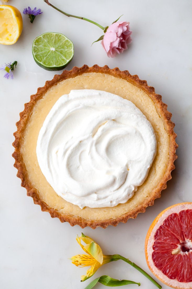 Grapefruit Lemon Tart Recipe with whipped cream