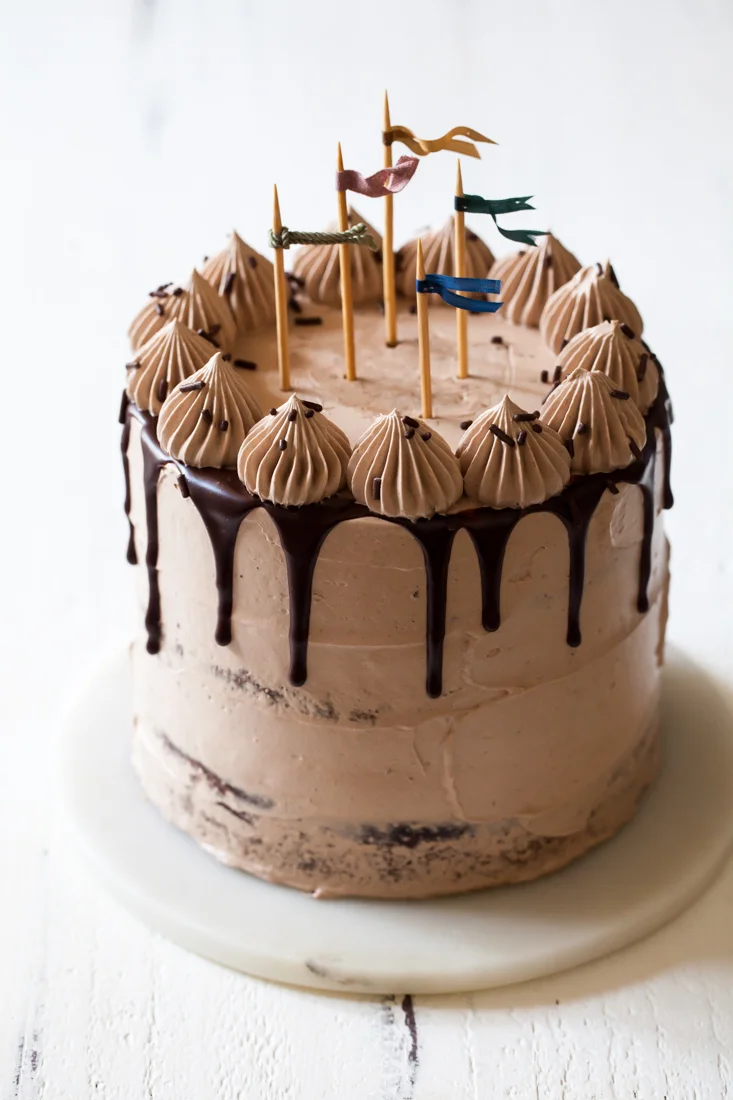 Triple Chocolate Fudge Cake with Milk Chocolate Cloud Frosting — Style