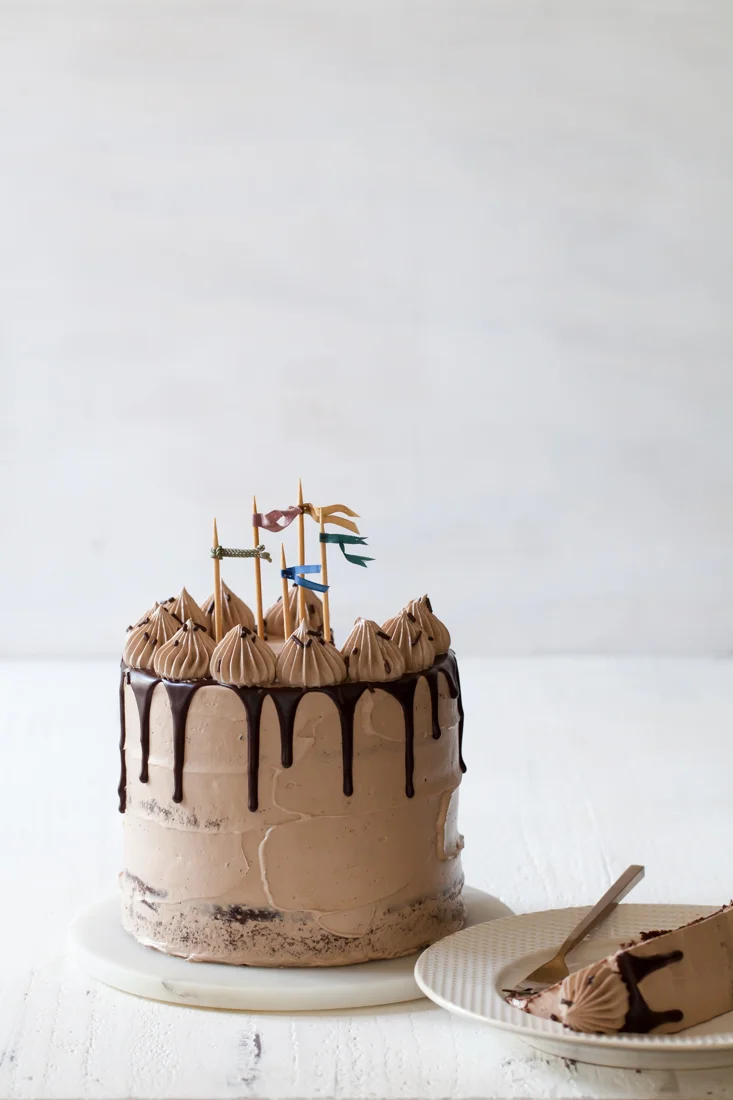 Triple Chocolate Fudge Cake with Milk Chocolate Cloud Frosting — Style