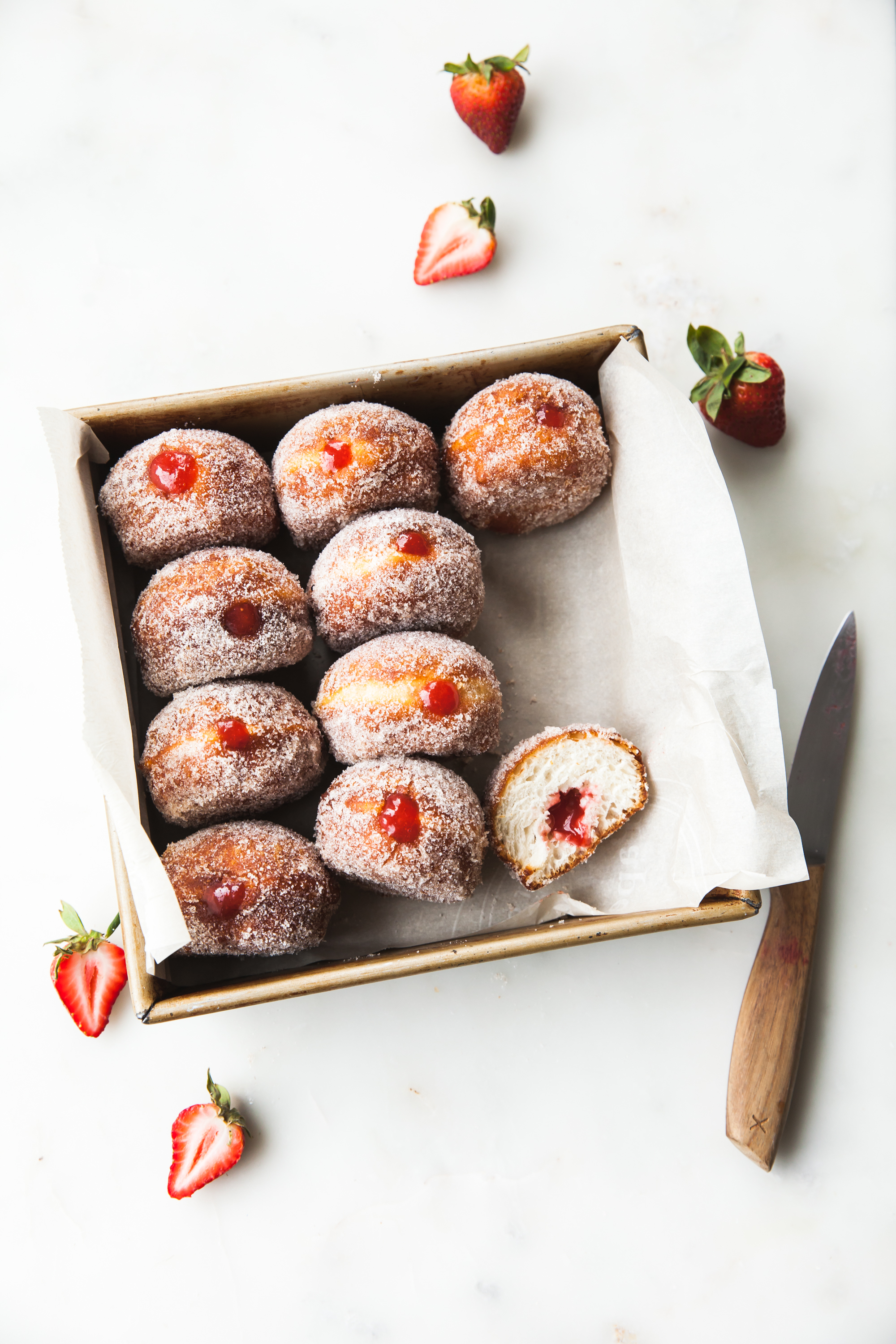 Strawberry Rhubarb Filled Donut Recipe