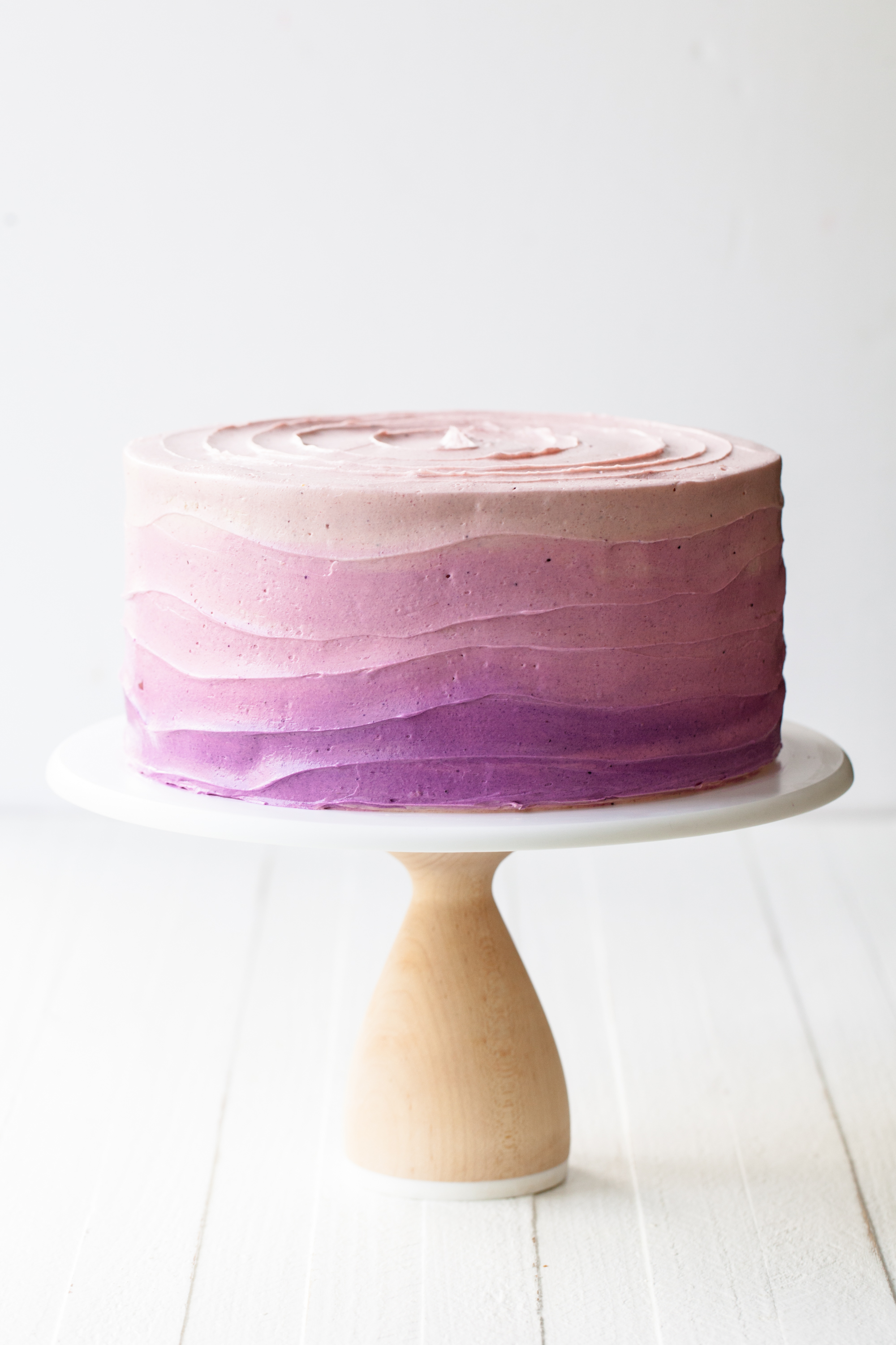 Blueberry Layer Cake Recipe with ombré frosting