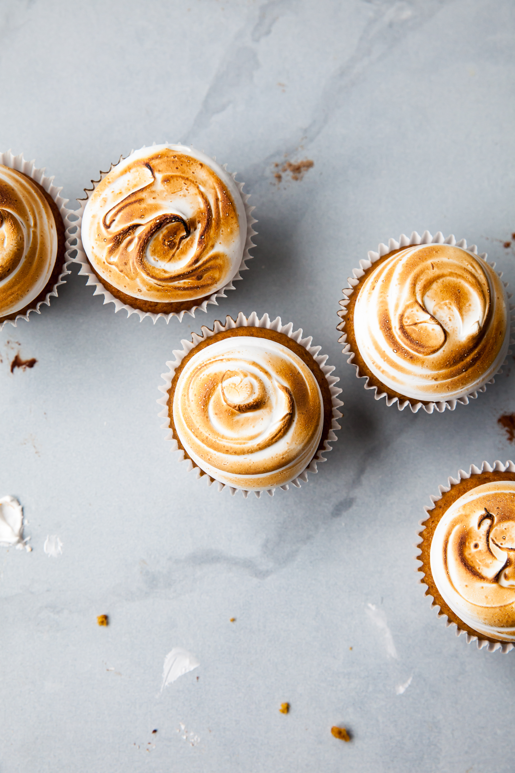 Toasted Pumpkin S'mores Cupcakes with chocolate ganache filling