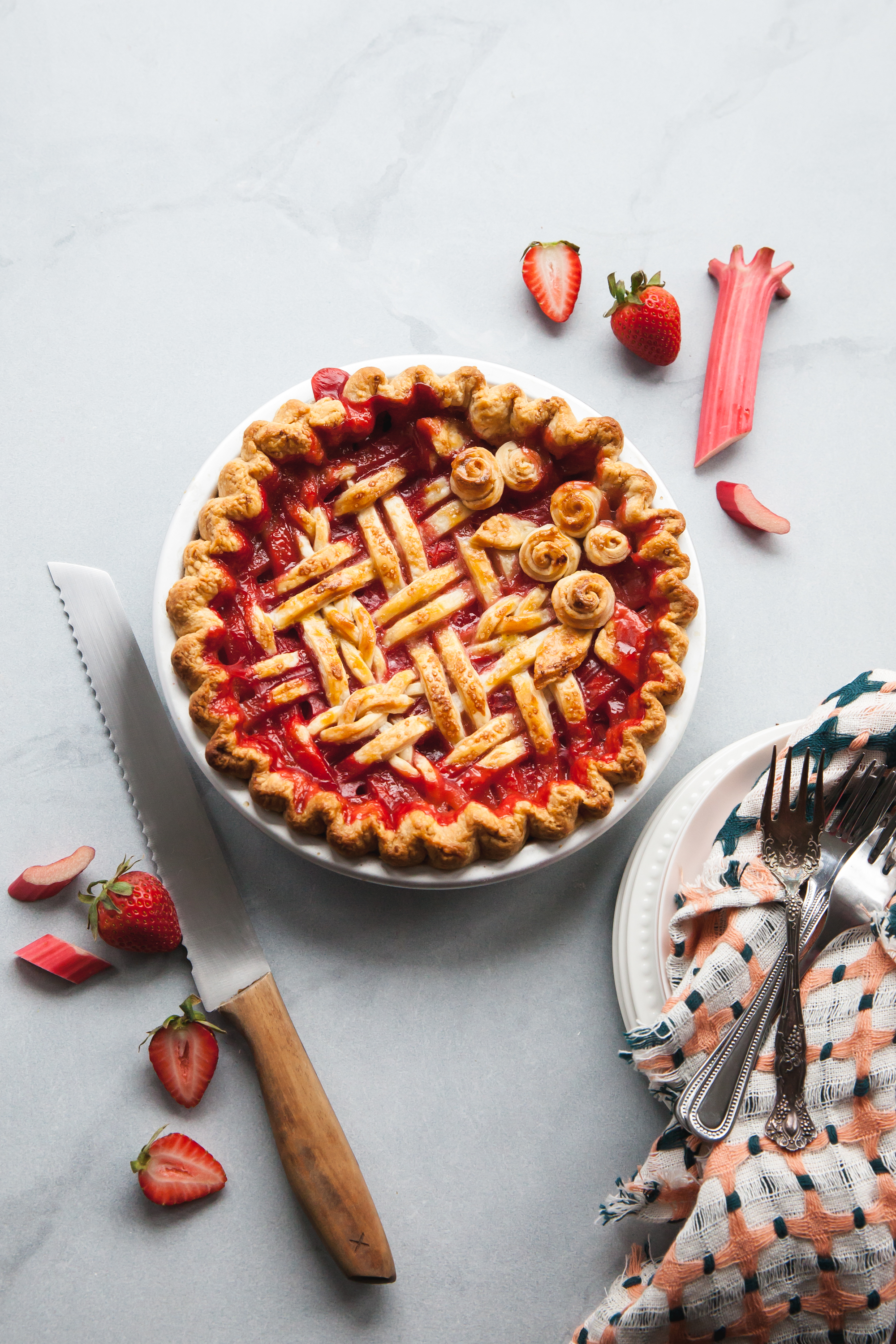 Citrus Strawberry Rhubarb Pie for Pi(e) Day March 14th