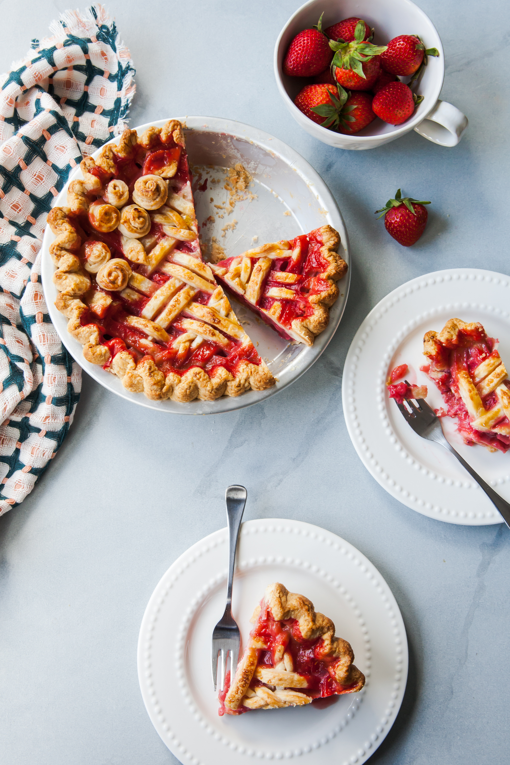 Citrus Strawberry Rhubarb Pie for Pi(e) Day March 14th