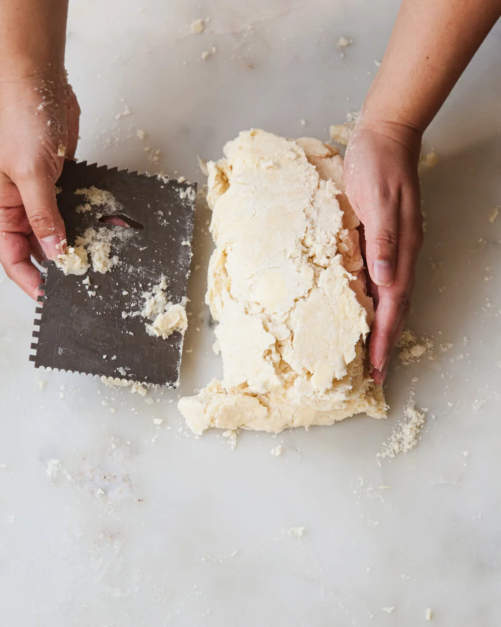 Rotate the dough and repeat 1-2 more times until the dough really starts to come together.