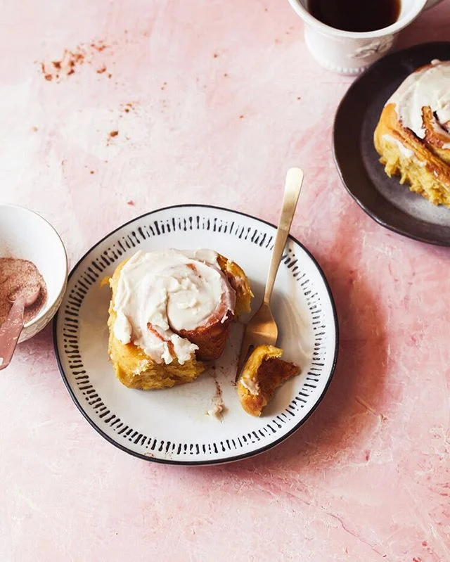 I hope you are waking up to something equally delicious this Sunday morning. These Pumpkin Cinnamon Rolls are still at the top of my list for weekend brunching. It’s that Chai-Vanilla Glaze that I can’t seem to get enough of! Find the recipe link in profile. *
*
*
*
*
*  #stylesweetdaily #f52fallkickoff #bhgfood #abmlifeissweet #f52grams #feedfeed #foodblogfeed @foodblogfeed #thebakefeed #imsomartha #lifeandthyme #thekitchn  #foodwinewomen #thesugarfiles #bakefromscratch #bakersofinstagram #dessertgoals #bombesquad #fbcigers #tohfoodie #wsbakeclub #mywilliamssonoma
#kingarthurflour #madewithkitchenaid #foodie #foodphotography #pumpkinspice #fallbaking #eeeeeats #nielsenmasseyinspires