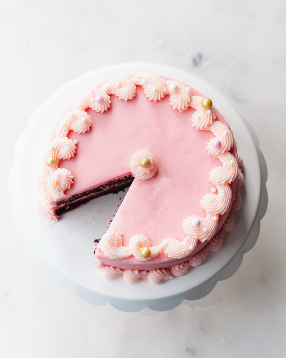 Pink buttercream chocolate cake for two recipe