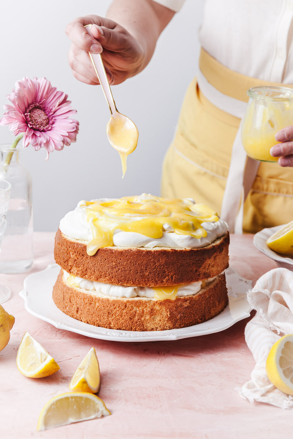 Lemon Chiffon Layer Cake with lemon curd and mascarpone cream