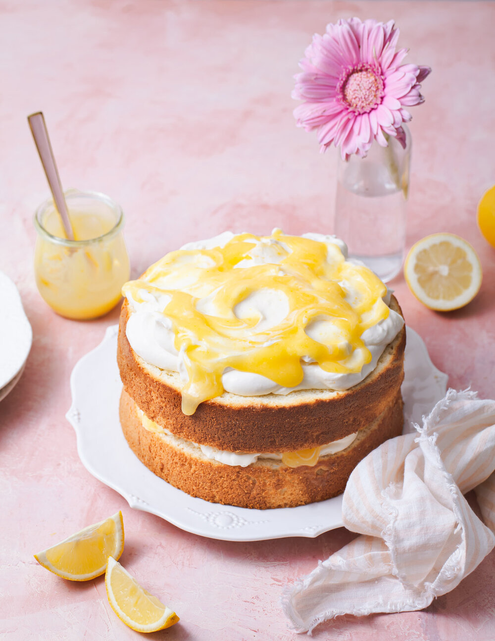 Lemon Chiffon Layer Cake with lemon curd and mascarpone cream