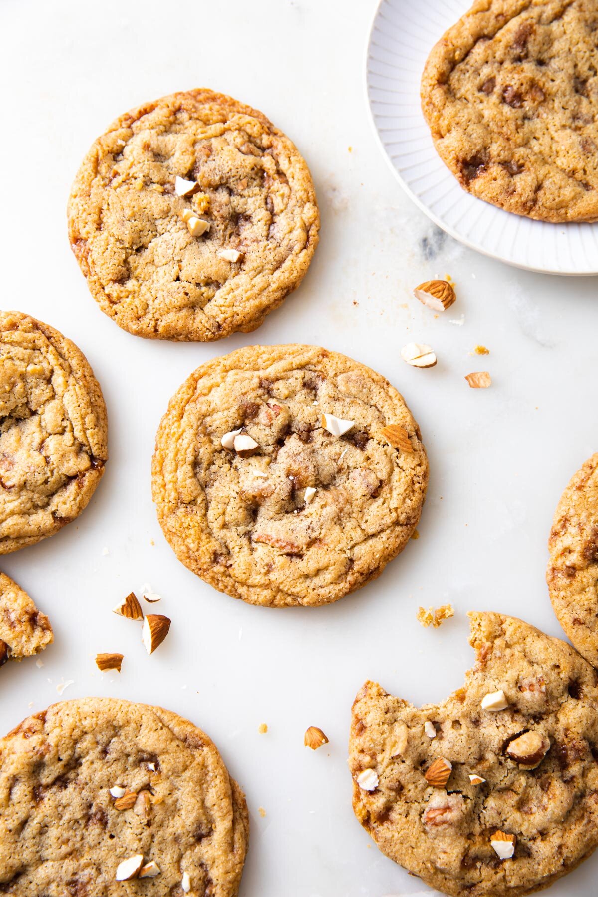 Thin and Chewy Almond Toffee Cookies