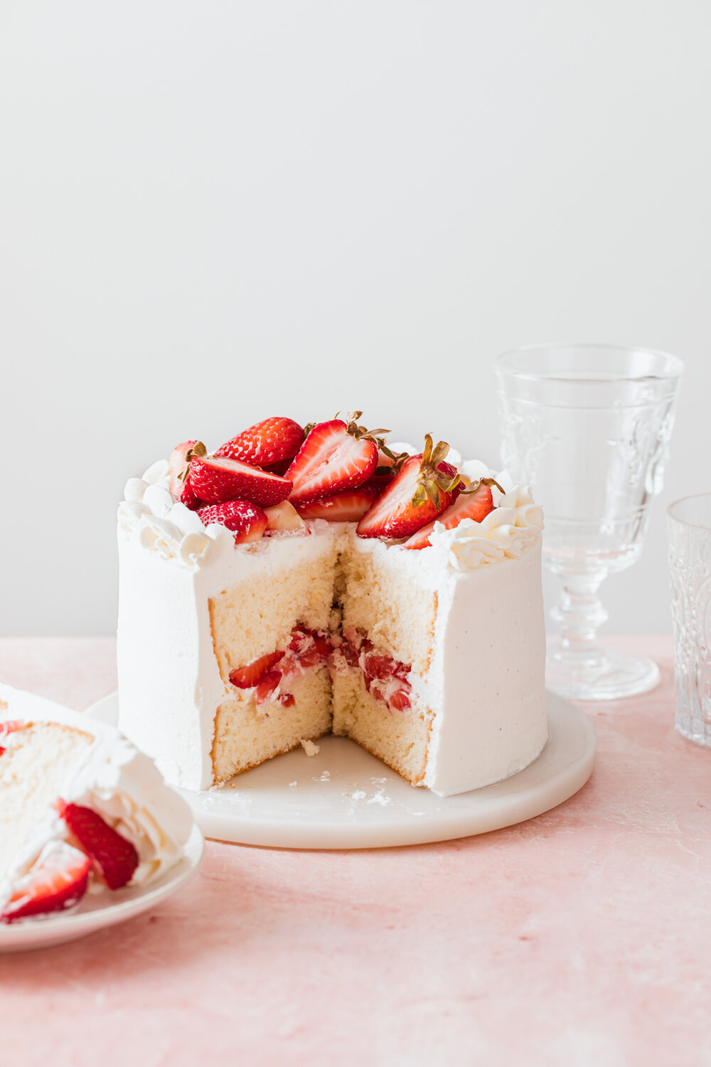 Mini Strawberry Chiffon Cake with whipped cream